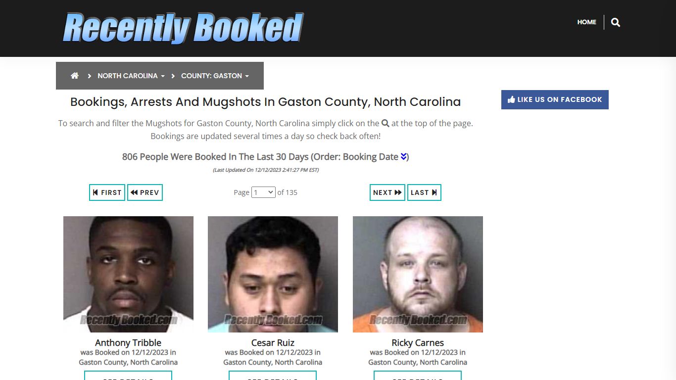 Bookings, Arrests and Mugshots in Gaston County, North Carolina
