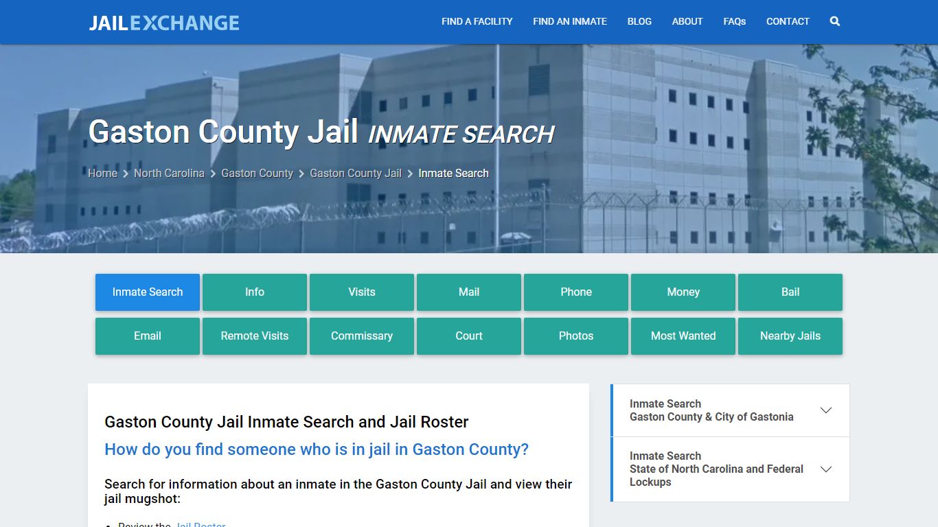 Inmate Search: Roster & Mugshots - Gaston County Jail, NC